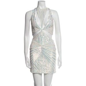 Retrofete White and Silver Backless Dress